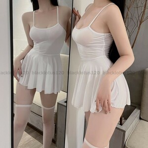  micro Mini One-piece sexy costume female cabaret club employee dress Night wear Korea series see-through .. feeling casual dressing up white 1776