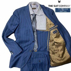 Super130s生地【THE SUIT COMPANY】セットアップスーツ YA体(M〜L相当)ジャケット&パンツ 魅惑のブルーストライプ柄 春夏◎新年度に最適!!