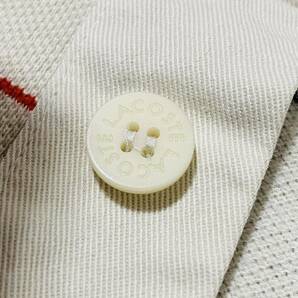 希少!!XXL相当【LACOSTE】長袖ポロシャツ マルチボーダー柄 アイボリー/オフホワイト 鹿の子 ロゴ刺繍 ラコステ釦刻印 サイドスリット 良品の画像7