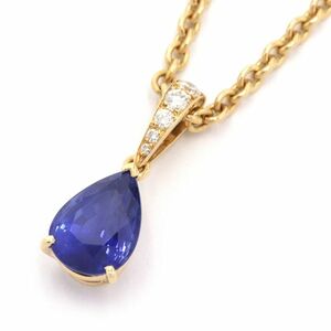 Cartier Blue Sphere Collece K18YG Diamond Dear Trap Send Cold Ожерелье 40 см. Голубое желтое золото Используется бесплатная доставка