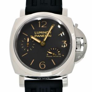 [3 year guarantee ] Panerai men's ru Minaux ru1950 power reserve PAM00423 P number small second reverse side ske black hand winding wristwatch used free shipping 