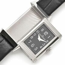 [3年保証] ジャガールクルト レディース レベルソワン Q3258470 レクタンギュラー ブラック文字盤 革ベルト クオーツ 腕時計 中古 送料無料_画像5