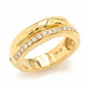  Loree Rodkin approximately 0.2ct diamond ring 7 number K18YG half Eternity - half diamond 2 row yellow gold metal 6.7g used free shipping 