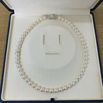 【1円スタート】極美品 MIKIMOTO ミキモト パールネックレス 真珠 Mチャーム付 大粒 7.5〜8.0mm珠 箱付き アコヤパール_画像2