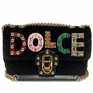 DOLCE&GABBANA ドルチェアンドガッバーナ VELVET LUCIA EMBELLISHED SHOULDER BAG ルチア ベルベット 装飾 チェーンショルダー