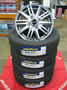 グッドイヤー E-Grip ECO EG01 低燃費 タイヤ 155/65R13 155/65-13 ＆ アルミホイール 新品 4本 税込み 即納OK 送料無料 軽自動車用 ライフ