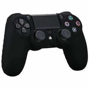 【vaps_3】PS4 コントローラー用シリコンケース 《ブラック》 スキンケース 保護カバー 送込