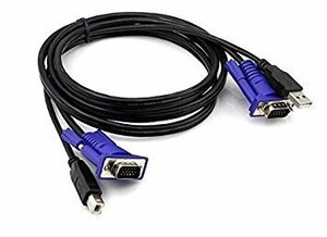 パソコン自動切替器専用 KVMケーブル USB A/D-Sub 15ピン (オス) -USB B/D-Sub 15ピン (オス) 1.5m ブラック _.