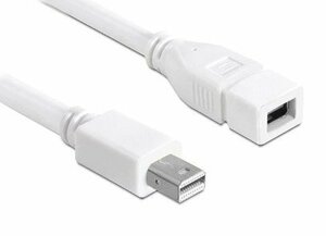 【vaps_6】Mini Displayport M to F 延長ケーブル 《1.8m》 《ホワイト》 ミニディスプレイポート メス-オス 送込