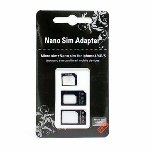 NanoSIM MicroSIM SIM 変換アダプタ 3点セット For iPhone 5 4S 4 NanoSIM→SIM or MicroSIM MicroSIM→SIMカード _