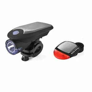 【vaps_6】ソーラーパネル付 自転車LEDライト USB充電 ソーラー充電 ヘッドライト テールライト 防水 テールランプ 送込