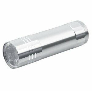 【VAPS_1】9灯LEDアルミ製ハンディライト 《シルバー》 超軽量 高輝度 明るい 懐中電灯 アウトドア コンパクト ライト 送込