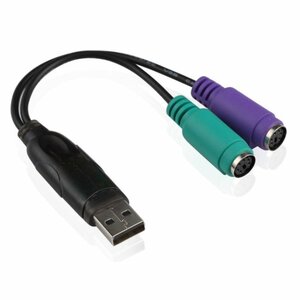 【vaps_7】USB-PS/2変換アダプタ USB Aオス-ミニDIN6pinメス×2 変換 コンバーター USB PS2 送込