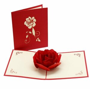 Art hand Auction [vaps_4] Всплывающая открытка с розой. Всплывающая 3D-открытка. Открытка с розой. Доставка на день рождения, Рождество., печатный материал, открытка, Открытка, другие