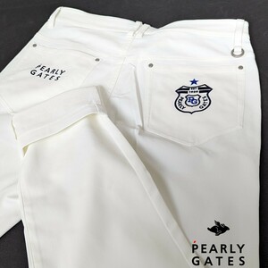 ★新品正規品春夏 PEARLYGATES/パーリーゲイツ ドビーストレッチパンツ 5(L)　白の透け防止、汚れ防止、紫外線防止、接触冷感