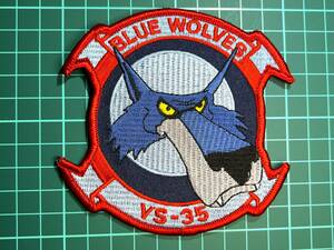 【海上制圧飛行隊関連パッチ】VS-35 Blue Wolves 部隊章 (Final:S-3B/CVN-74/CVW-14/NK-7xx) G08