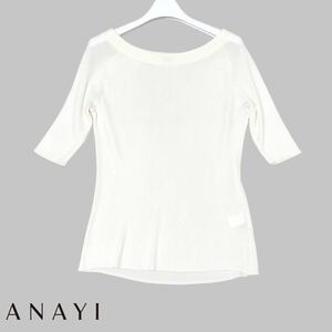 美品 ANAYI アナイ 洗える リブ ニット プルオーバー 38 レディース トップス