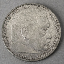 ドイツ　1937年　2ライヒスマルク銀貨【第三帝国　ヒンデンブルク　ナチス　ドイツ国章】_画像1