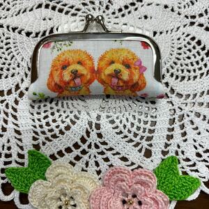 トイプードル　ハンドメイド がま口 印鑑ケース １点物です！コインケース にも！