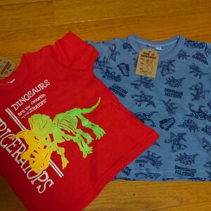 90cm半袖Tシャツ恐竜柄2枚セット