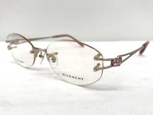 T-031 新品 眼鏡 メガネフレーム チタン GIVENCHY ジバンシー 18g 53□17-135 フチなし メンズ 男性 レディース 女性 ゴールド系