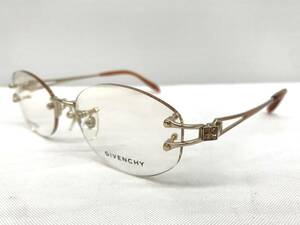 4T-032 新品 眼鏡 メガネフレーム チタン GIVENCHY ジバンシー 19g 53□17-135 フチなし メンズ 男性 レディース 女性 ゴールド系