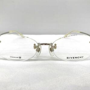 T-039 新品 眼鏡 メガネフレーム チタン GIVENCHY ジバンシー 日本製 16g 52□16-135 フチなし メンズ 男性 レディース 女性 ゴールド系の画像2