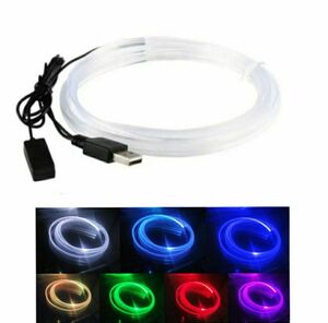 12V LED ライト テープ RGB 車内用 車 ７色変化 イルミネーション フットランプ 足下照明 USB 式 2M 