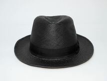 ボルサリーノ Borsalino 中折れ パナマハット 黒 56cm MADE IN ITALY_画像1