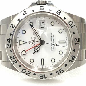 美品 ロレックス ROLEX エクスプローラーII 16570 ホワイト文字盤 横穴なし ステンレススチール 腕時計 メンズ エクスプローラー2