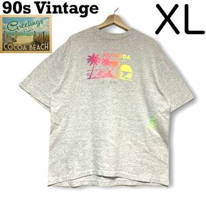 輸入古着 90s 90年代ヴィンテージ Cocoa Beach ココアビーチ Tシャツ サーフ系ファッション 霜降りグレー