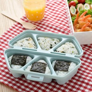 おにぎり型 抜き型 おにぎりキット おむすび型 おにぎり 6穴 ケース お弁当 お弁当グッズ ランチグッズ ライス ごはん ご飯 ブルーの画像1