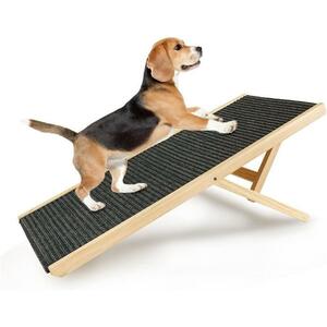 木製 調節可能 ペットスロープ 滑り止め カーペット 表面 犬用スロープ 2段階