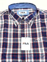 (送料無料)新品未使用品 春夏物 FILA フィラ メンズ チェック柄 長袖シャツ ☆サイズLL胸囲104〜112㎝☆レッド☆素材 ポリエステル60%他_画像4