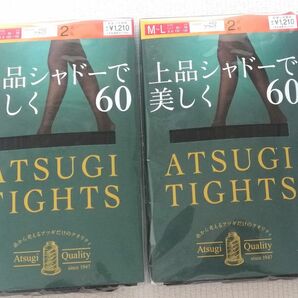 【 未使用 未開封 】 ATSUGI アツギ タイツ 上品シャドーで美しく 2足組 ×2 60デニール ブラック M- L