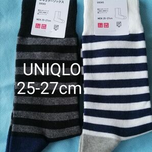 【 新品 未使用 】UNIQLO ユニクロ メンズ 靴下　25 - 27 cm レギュラーソックス　2足 