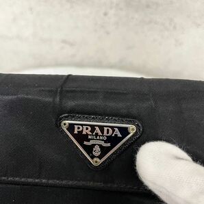 【贅沢品の極み】PRADA プラダ 折り財布 カードケース コインケース 三角プレート ナイロン 本革 レザー サフィアーノ ブラック の画像3