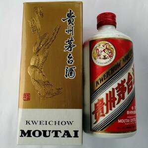 古酒 開栓済み 貴州茅台酒 年代不明 モオタイ酒 天女ラベル 鉄蓋 KWEICHOW MOUTAI 1992年 総量570g 空瓶 箱付の画像2