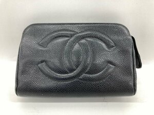 CHANEL シャネル ポーチ 黒 キャビアスキン レザー ココマーク 【CDAA7046】