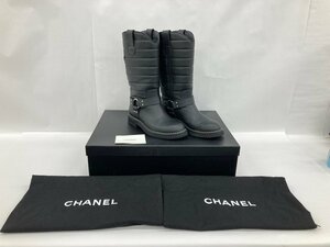 CHANEL シャネル レザーブーツ ココマーク LG30209 37 箱・付属品付き【CDAF7001】