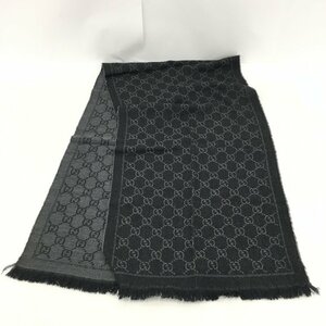 GUCCI グッチ ストール 黒×グレー GG ウール【CDAG5027】