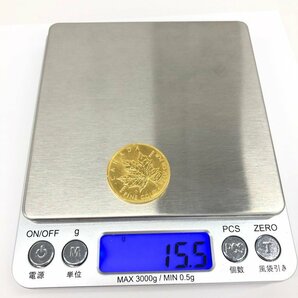 K24 純金 メイプルリーフ金貨 1/2オンス 15.5g【CCBB6041】の画像7