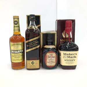 Old Parr/Maker's Mark/Johnnie Walker/I.W.HARPER ウィスキー 43～45％ 750～1000ml 4本 おまとめ 未開栓 国外酒【CDAL3006】