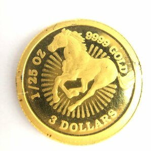 K24 ツバル ホース金貨 1/25oz 3ドル 1998 総重量1.2g【CDAL7043】の画像1