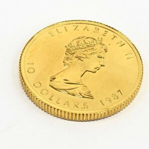 K24IG カナダ メイプルリーフ金貨 1/4oz 1987 総重量7.7g【CDAI7049】の画像7