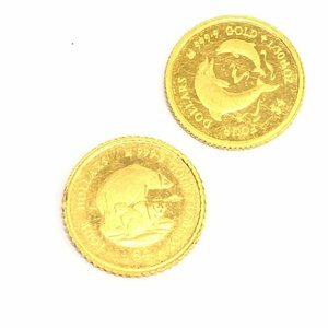 K24　クック諸島　イルカ　シロクマ　金貨　1/30oz　2枚まとめ　総重量2.0g【CDAI7051】