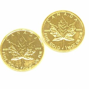 K24IG　カナダ　メイプルリーフ金貨　1/10oz　2枚まとめ　総重量6.2g【CDAI7005】