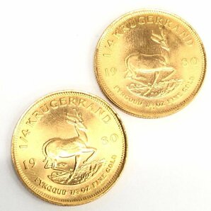 K22 南アフリカ クルーガーランド金貨 1/4oz 2点 おまとめ 総重量16.8ｇ【CDAS7039】の画像1