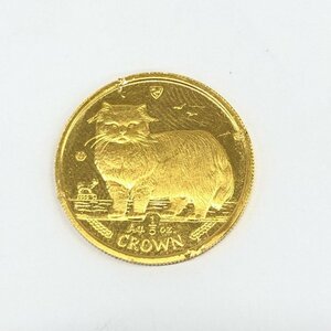 K24 Man island cat gold coin 1/5oz 1989 gross weight 6.2g[CDAQ6038]