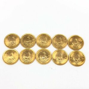 K22 南アフリカ共和国 クルーガーランド金貨 1/10oz 10枚まとめ 総重量33.9g【CDAR6024】の画像1